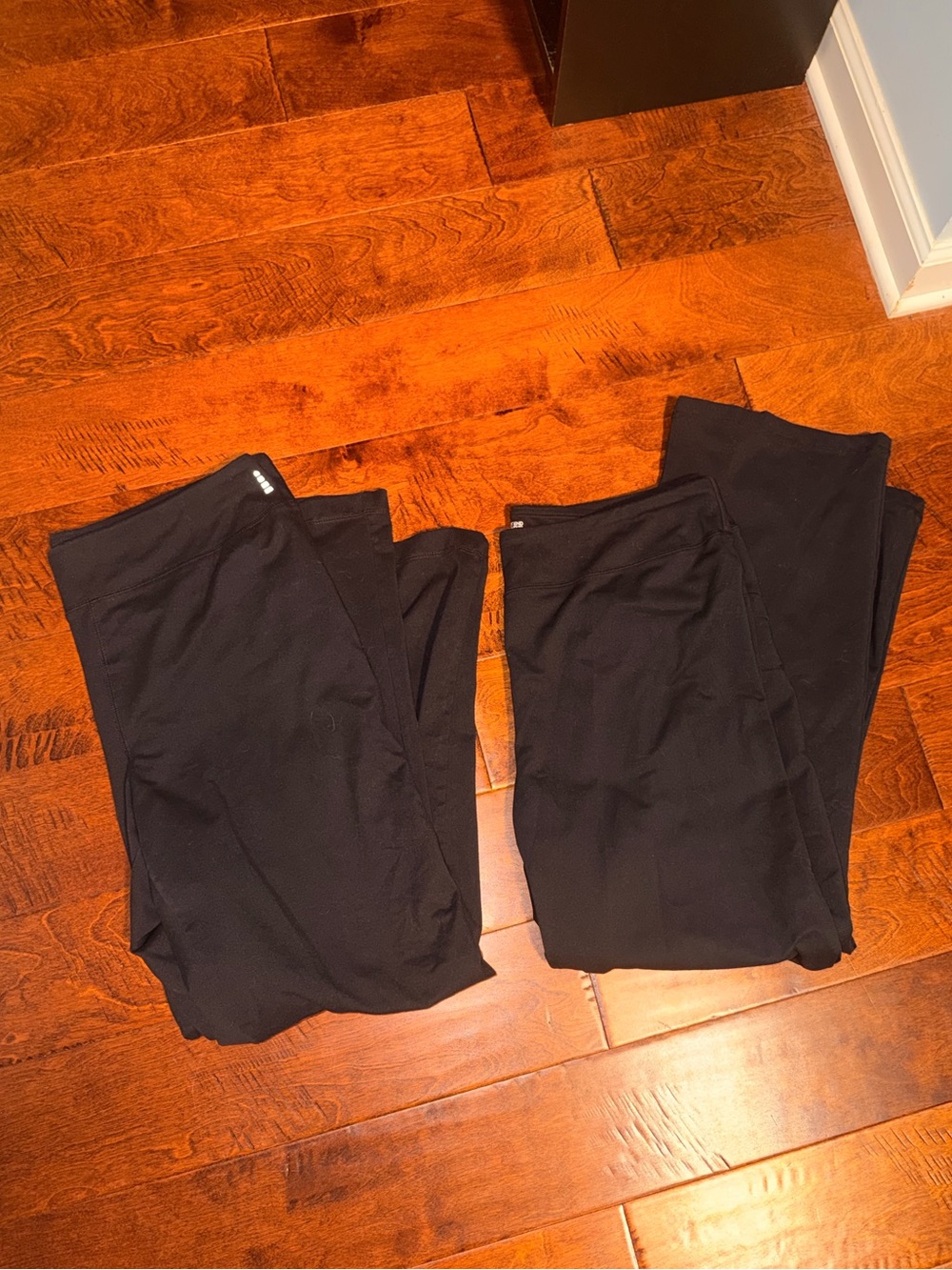 2 Pairs of Lands End Sport Black Wide-Leg Pants / Leggings XL
